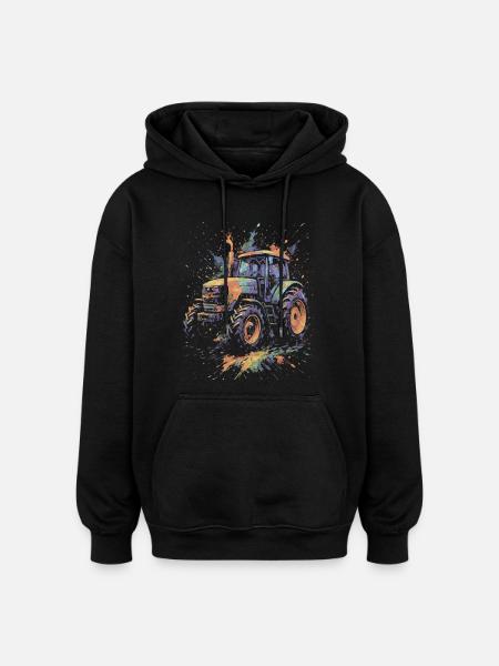 Mehrfarbige Landtraktor-Splash-Art - Oversized Unisex Hoodie - Schwarz