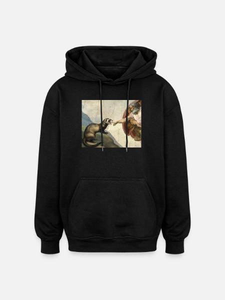 Frettchen Schlägt Gottes Hand Frettchen meme - Oversized Unisex Hoodie - Schwarz