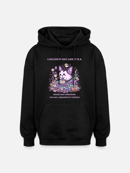 Toute nouvelle obsession abandonnée par mardi - Sweat à capuche oversize unisexe - noir