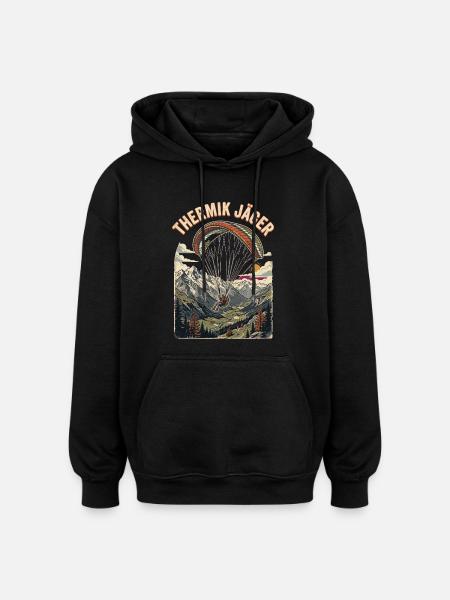 Thermik Jäger Gleitschirm Berge - Oversized Unisex Hoodie - Schwarz