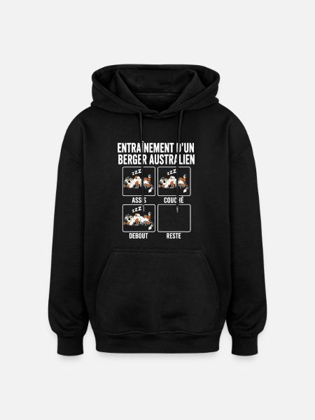 Chien Entraînement Berger Australien - Sweat à capuche oversize unisexe - noir