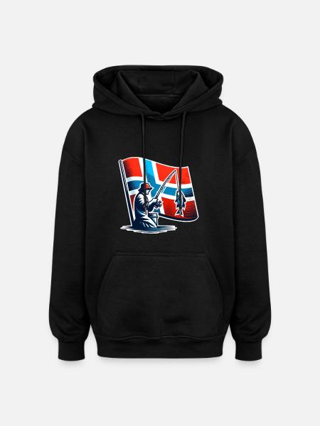 Norway Angler Motif - Oversized Unisex Hoodie - black