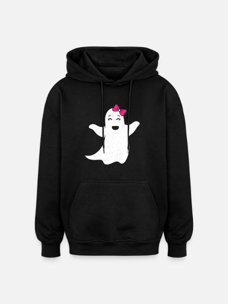Ghost girl with pink bow - Oversized Unisex Hoodie - black