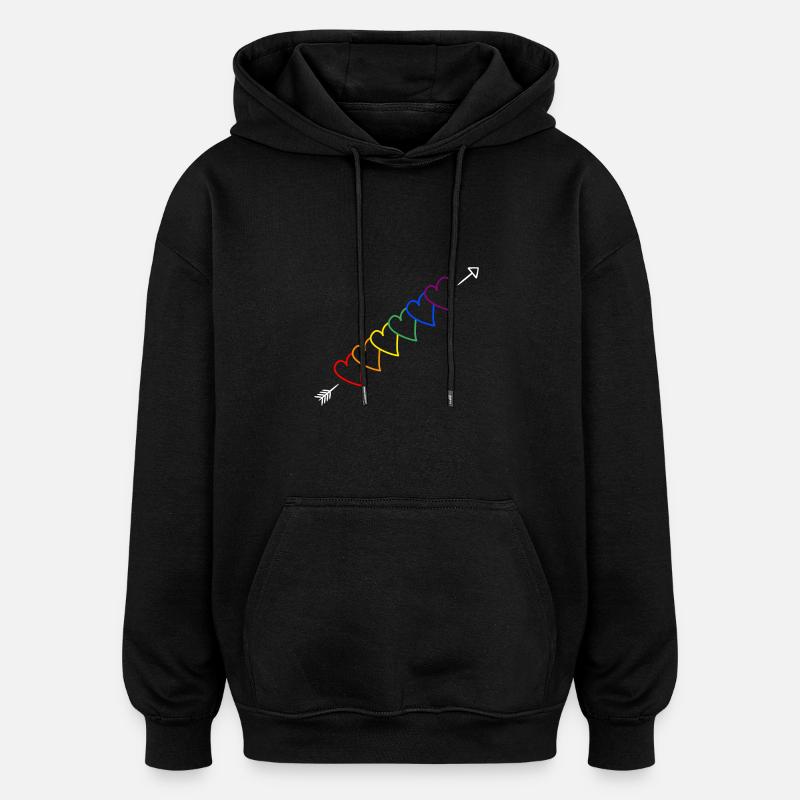 Flèche arc-en-ciel LGBT - Sweat à capuche oversize unisexe - noir