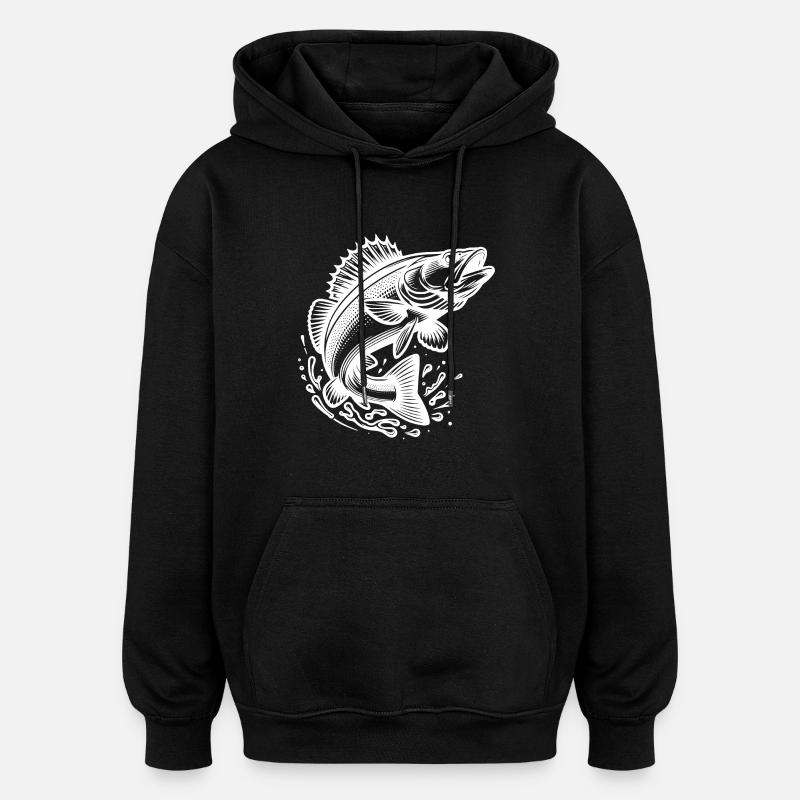Springender Zander Fisch - Oversized Unisex Hoodie - Schwarz