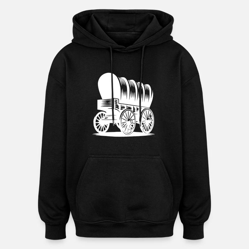 Chariot couvert pour chevaux - Sweat à capuche oversize unisexe - noir