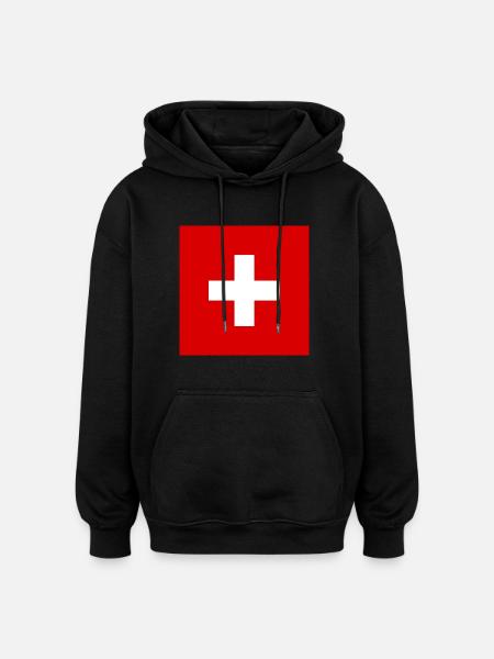 Schweiz Flag - Swiss Pride Gave - Oversize unisex hoodie - sort