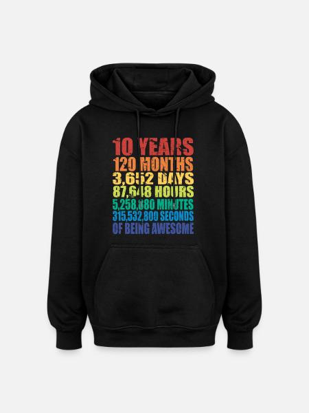 10. fødselsdagsgave til drenge og piger, 10 år gammel - Oversize unisex hoodie - sort