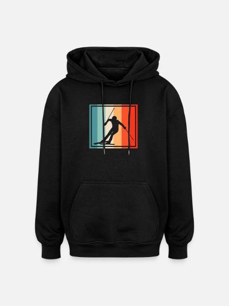Ski Rétro - Sweat à capuche oversize unisexe - noir
