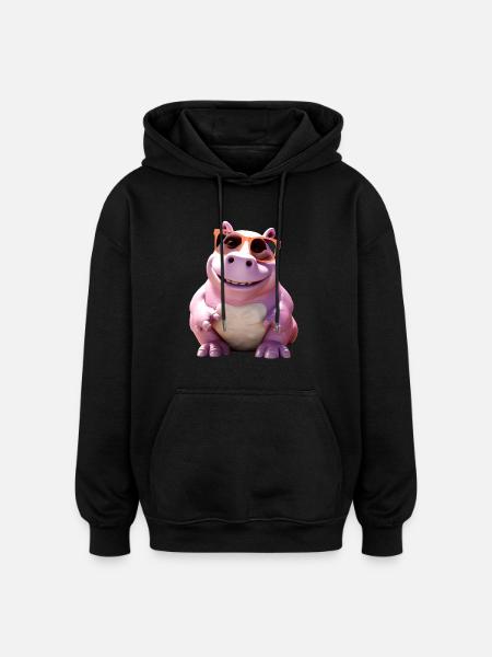 Hippopotamus Hippopotamus Hippopotamus Hippop - Oversized Unisex Hoodie - black