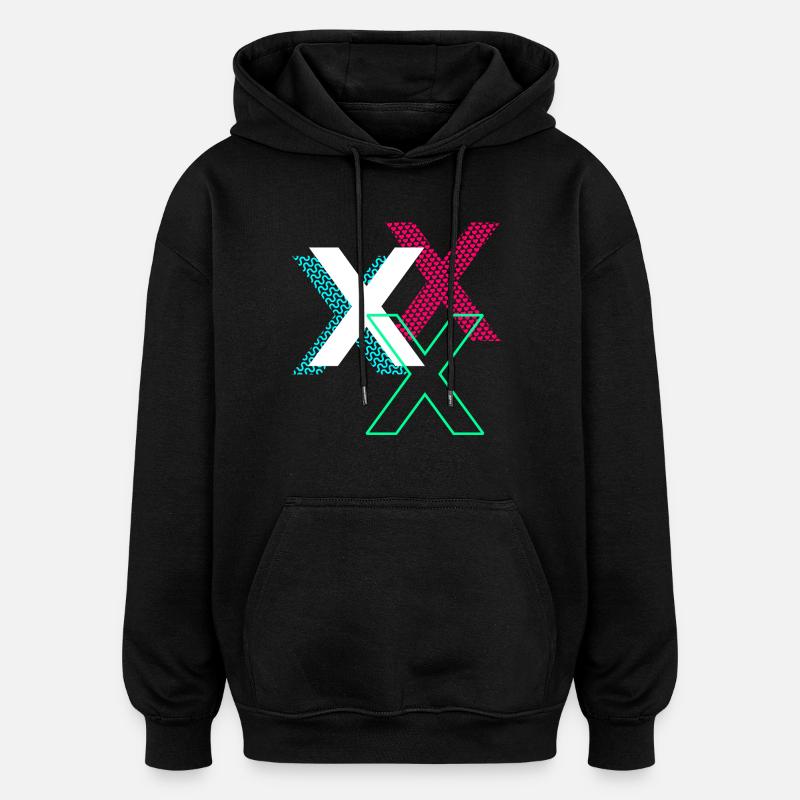 Lettre X - Sweat à capuche oversize unisexe - noir