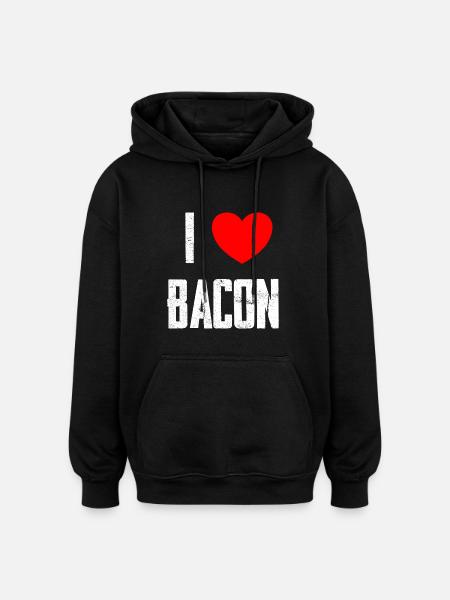 J’adore le bacon - Sweat à capuche oversize unisexe - noir