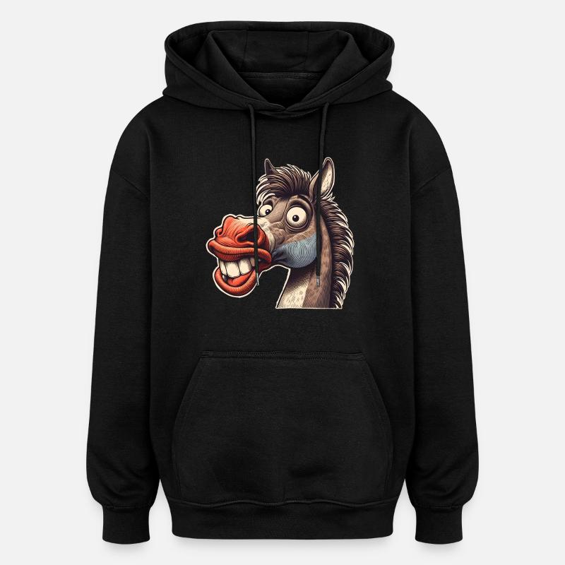 Cheval - Sweat à capuche oversize unisexe - noir