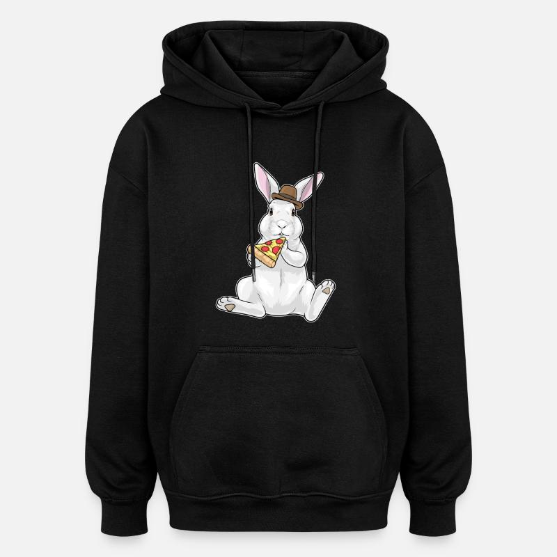 Pizza lapin - Sweat à capuche oversize unisexe - noir