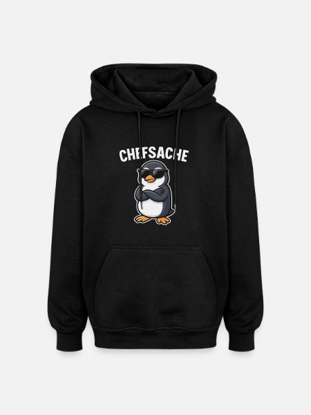 Chefsache Pinguin - Oversized Unisex Hoodie - Schwarz