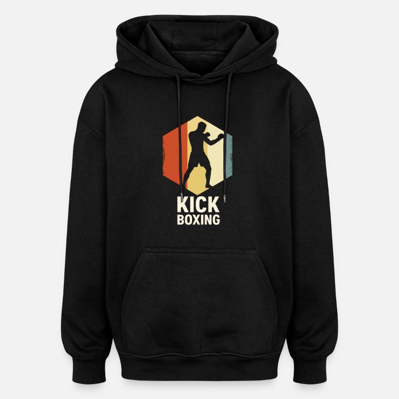 Retro Kickboxer Silhouette - Oversized Unisex Hoodie - Schwarz