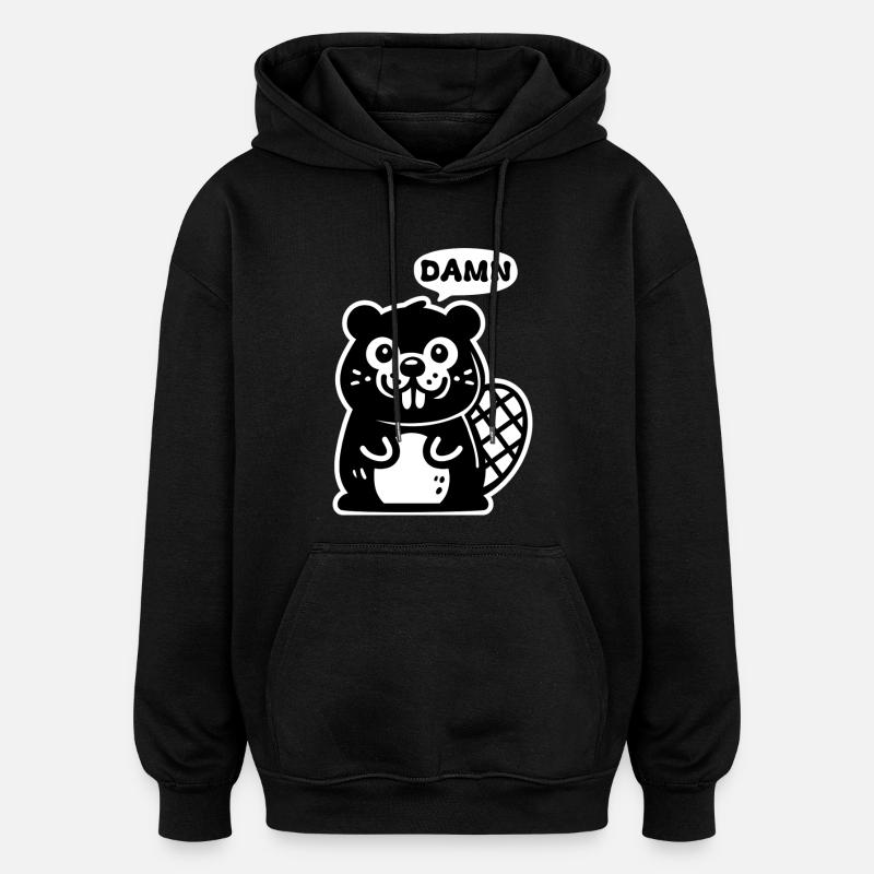 Maudit castor - Sweat à capuche oversize unisexe - noir