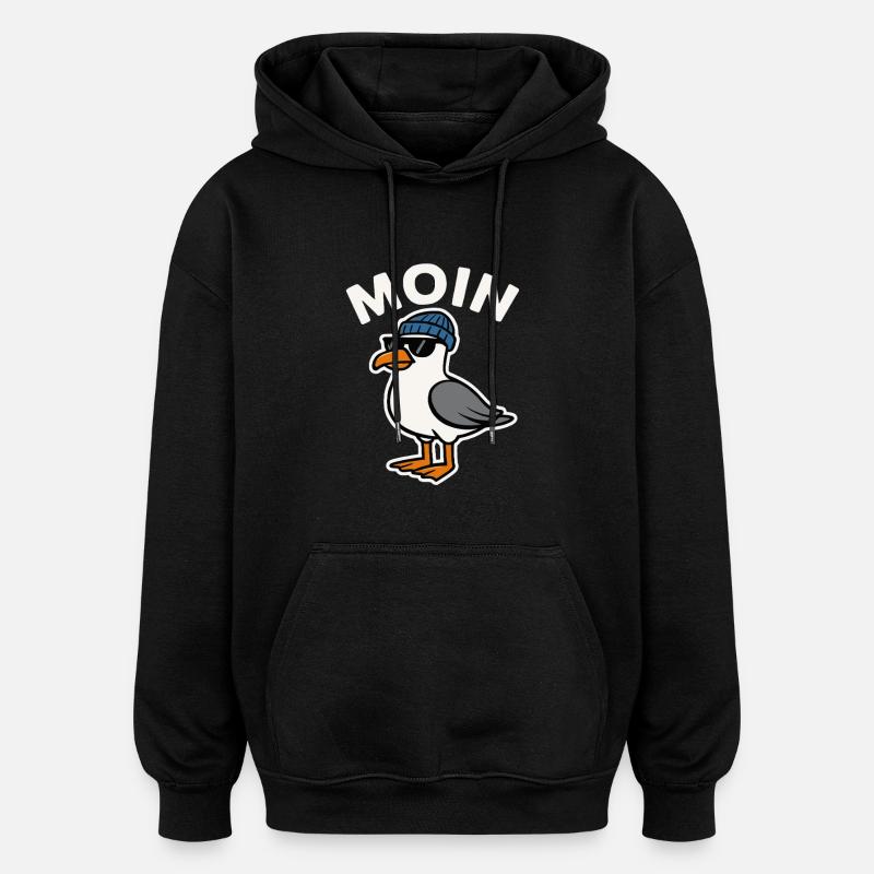 Moin Seagull - Sweat à capuche oversize unisexe - noir