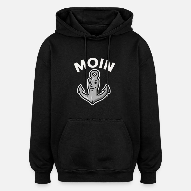 Moin Anker - Sweat à capuche oversize unisexe - noir