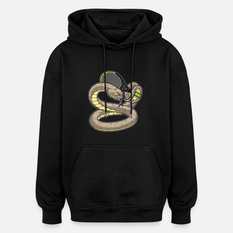 Snake Tennis Racket - Oversized Unisex Hoodie - black