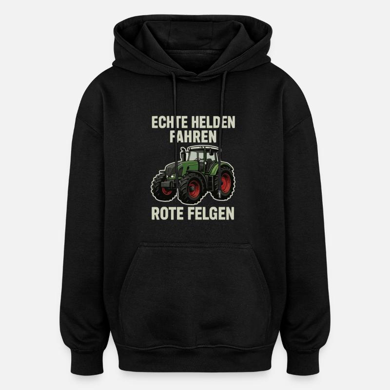 Echte Helden fahren Traktor - Oversized Unisex Hoodie - Schwarz