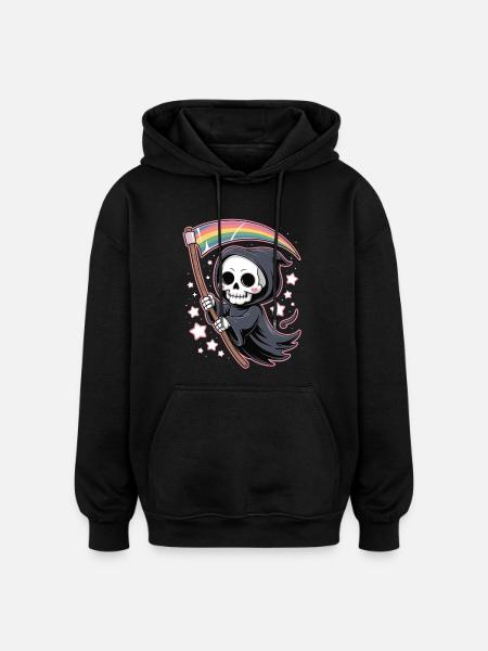 Mignon Faucheur avec arc-en-ciel - Sweat à capuche oversize unisexe - noir