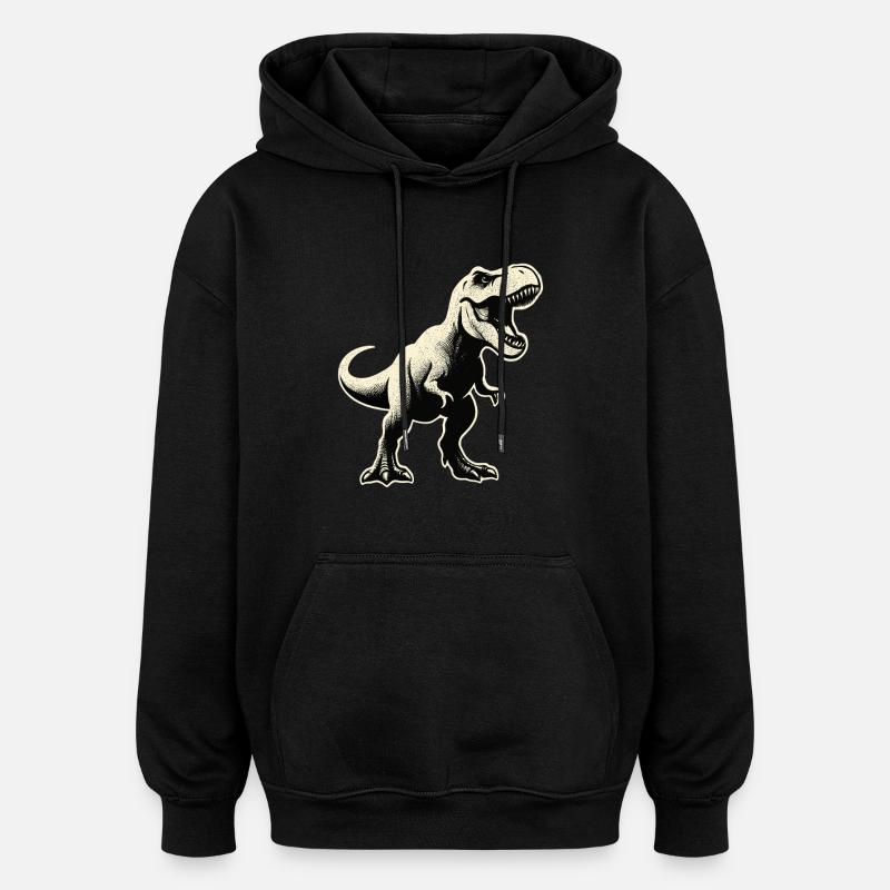 Silhouette de dinosaure rugissant - Sweat à capuche oversize unisexe - noir