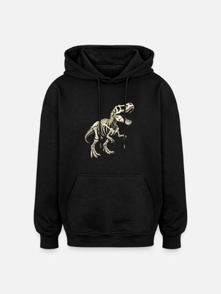 T-Rex Skeleton – Dinosaur Fossil Design - Oversized Unisex Hoodie - black