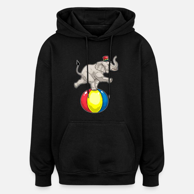 Bal de cirque d’éléphants - Sweat à capuche oversize unisexe - noir