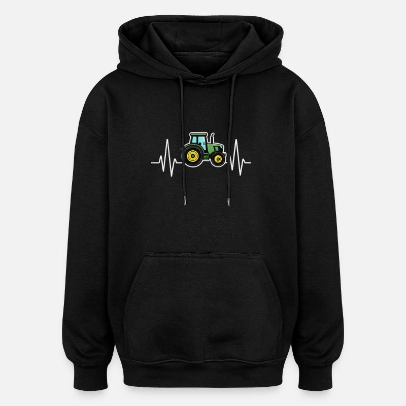 Tractor heartbeat design - Oversized Unisex Hoodie - black