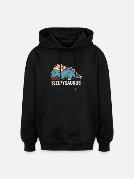 Sleepysaurus Dino Sleep Shirt - Oversized Unisex Hoodie - black