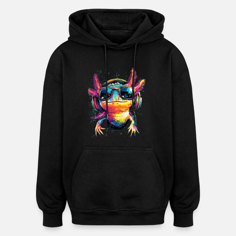 Axolotl Petite queue de triton Queue mignon Axolotl - Sweat à capuche oversize unisexe - noir