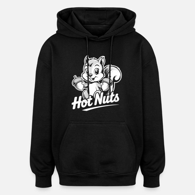 Chemise Hot Nuts Écureuil - Sweat à capuche oversize unisexe - noir