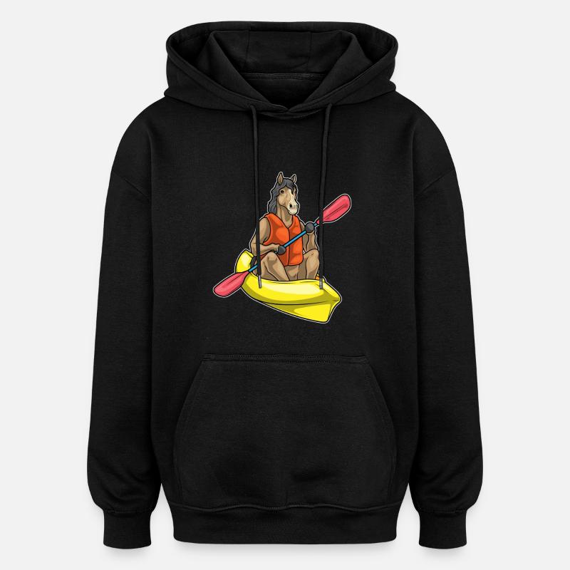 Cheval Kayak Pagaie - Sweat à capuche oversize unisexe - noir