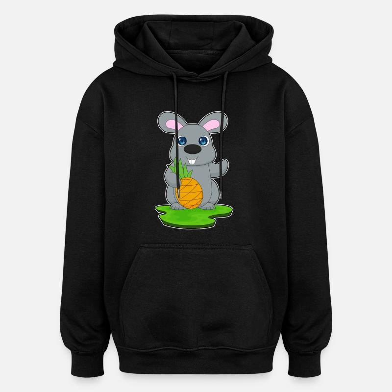 Bunny Pineapple Fruit - Oversized Unisex Hoodie - black