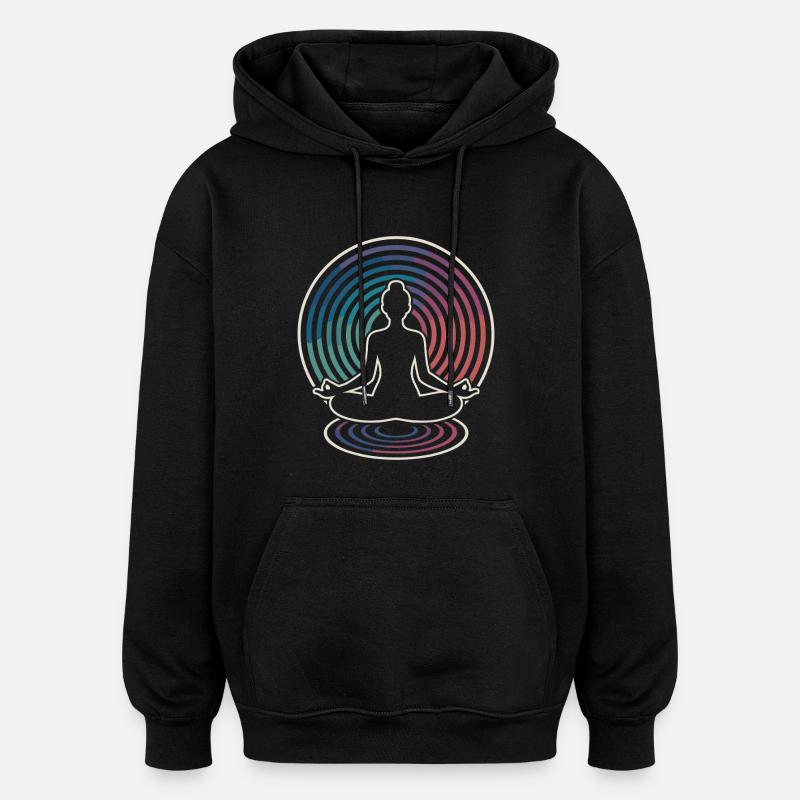 Zen Meditation Wave Circles - Oversized Unisex Hoodie - black