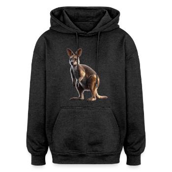 Wallaby Australie Outback Kangourou doux sauvage - Sweat à capuche oversize unisexe - charbon - Devant - Noah (186cm)