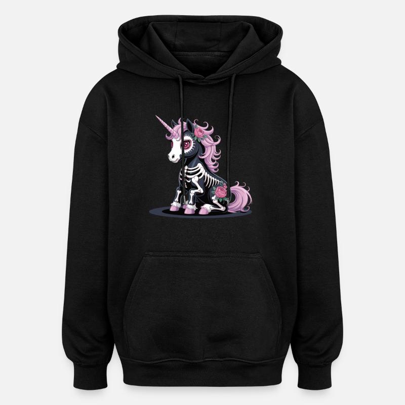 Halloween Einhorn Shirt - Oversized Unisex Hoodie - Schwarz