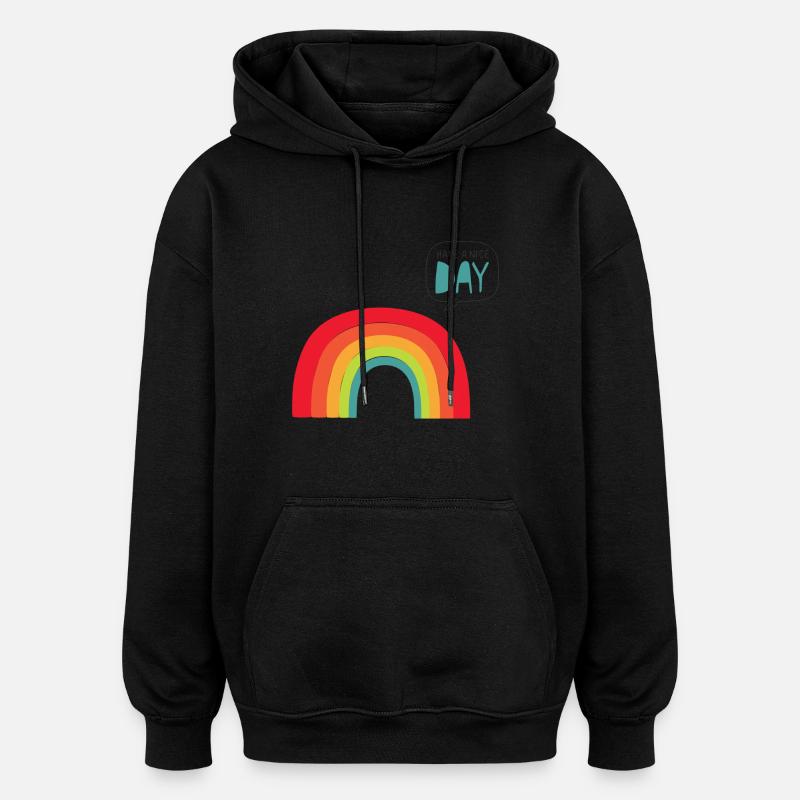 rainbow - Sweat à capuche oversize unisexe - noir