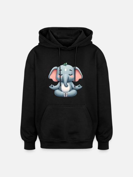 Buddhist Elephant Yoga Relaxation - Oversized Unisex Hoodie - black