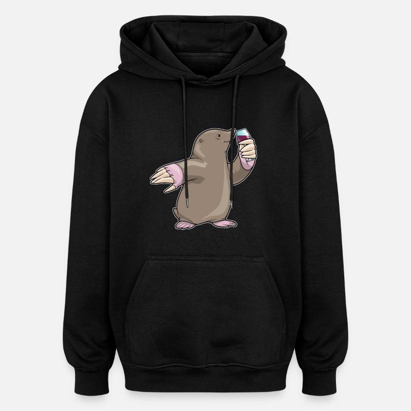 Vin rouge Mole - Sweat à capuche oversize unisexe - noir