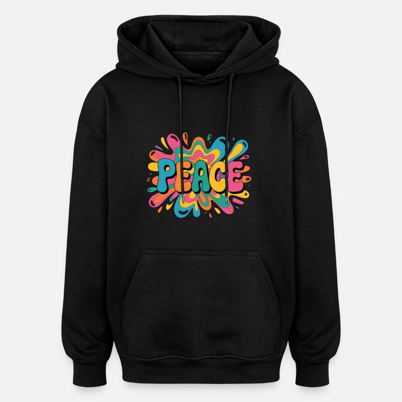 Peace 1960s psychedelic pop-art design - Oversized Unisex Hoodie - black