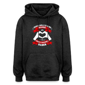 Beste Freundin Nadine - Oversized Unisex Hoodie - Anthrazit - Vorne - Noah (186cm)