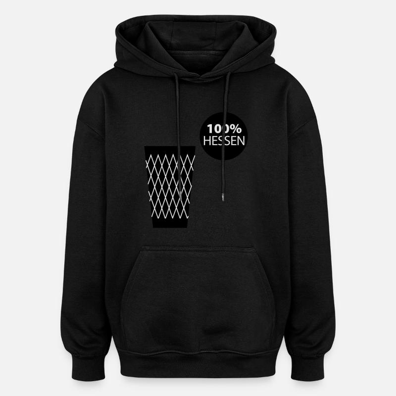 Geripptes 100% Hessen - Oversized Unisex Hoodie - Schwarz