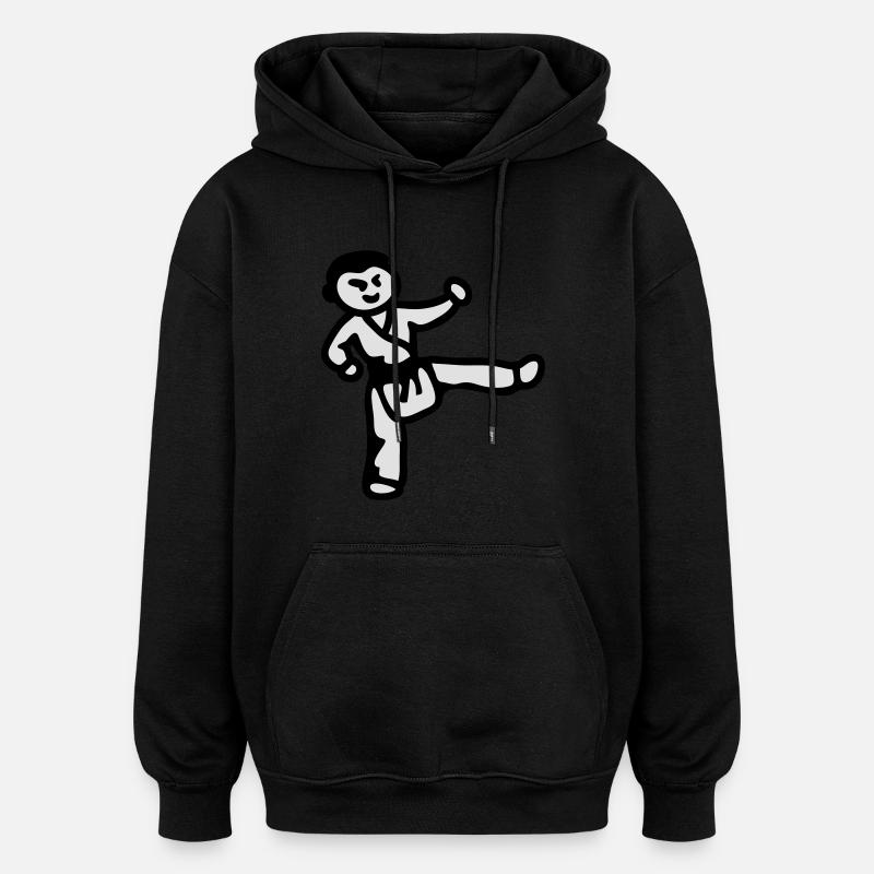 Le garçon de karaté - Sweat à capuche oversize unisexe - noir