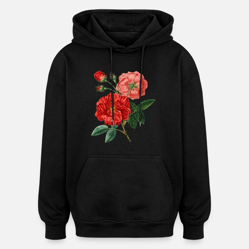Roses Plant - Sweat à capuche oversize unisexe - noir