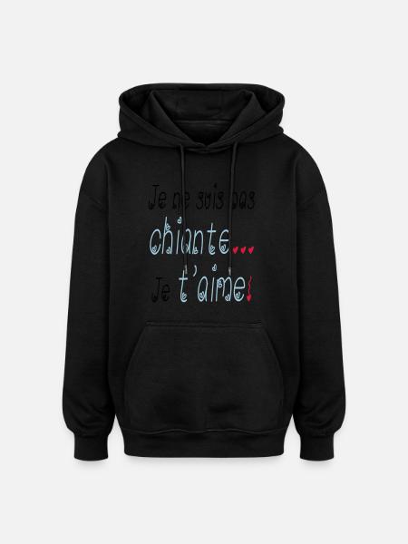 Je t'aime - Sweat à capuche oversize unisexe - noir