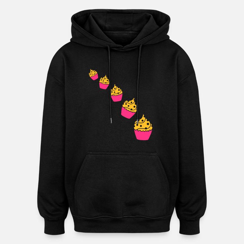 Cupcakes - Sweat à capuche oversize unisexe - noir