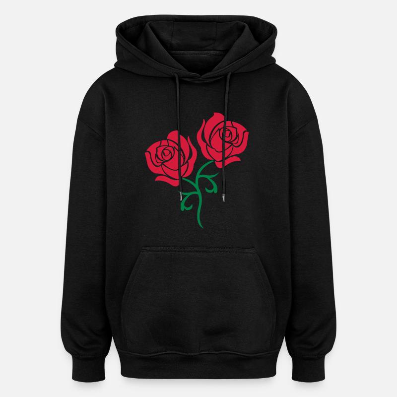 roses - Sweat à capuche oversize unisexe - noir