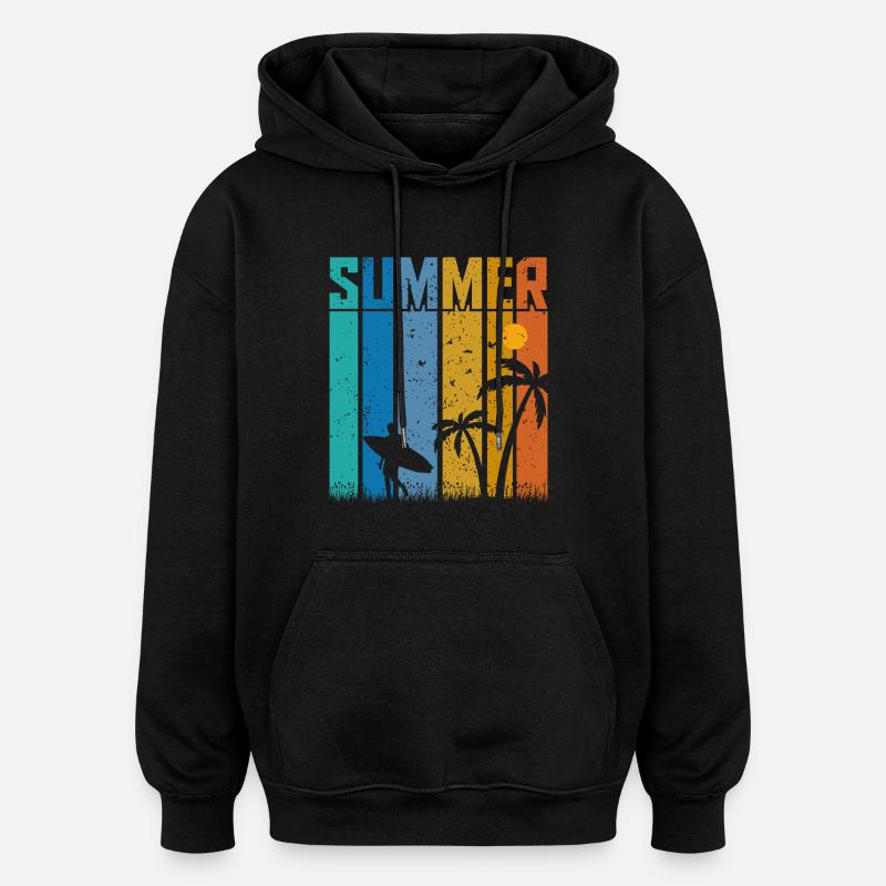 Surfeur d’ambiance estivale - Sweat à capuche oversize unisexe - noir